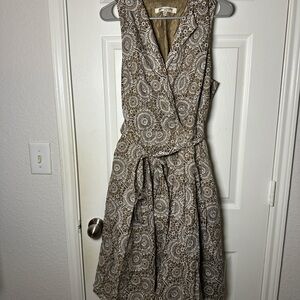 Women's Evan Picone Brown and Cream Patterned Midi Dress